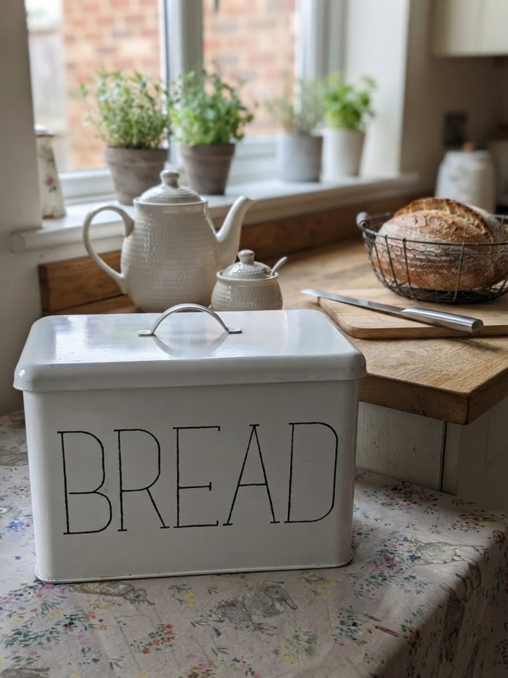 Vintage White Bread Box Storage Canister - Kitchen Counter Organizer